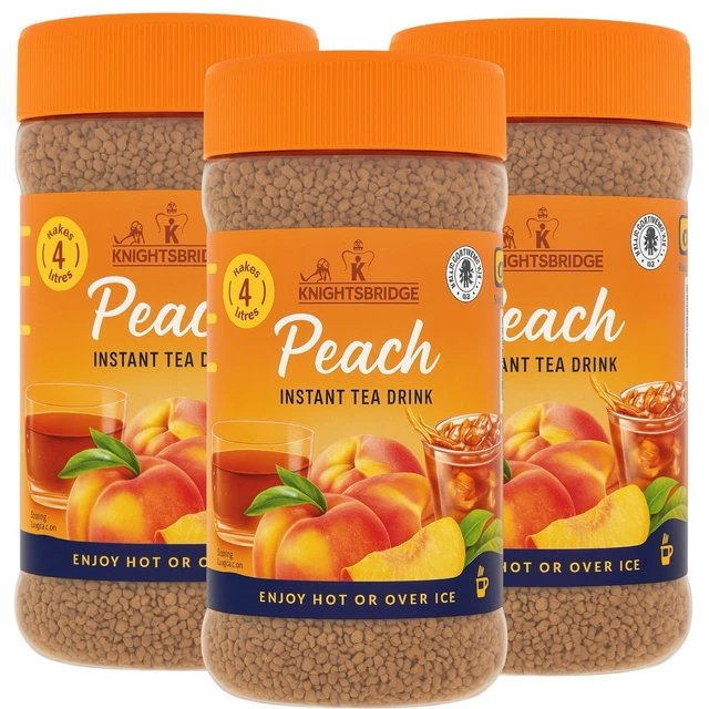 2026/04/3-x-Knightsbridge-Peach-Instant-Tea-400g-Hot-Iced.jpg KNIGHT BRIDGE INSTANT TEA DRINK 400g - Image 1